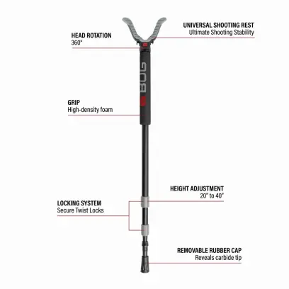Střelecká hůl Havoc Shooting Monopod. Lehká, stabilní a kompaktní&nbsp; střelecká podpěra.